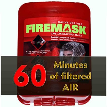 Emergency Escape Mask for Industrial and Urban Survival - Protects for 60 Min Against Smoke, Gas, &amp; Fire Inhalation - By Firemask. Great for Home, Office, Truck, High Rise Buildings. Get Peace of Mind Now!