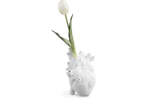 Navaris Vaso Cuore Anatomico - Cuore Vaso Resina Bianco - Vasi per Fiori da Interno Particolari - Accessori Casa Arredamento Moderno - Idea Regalo Originale