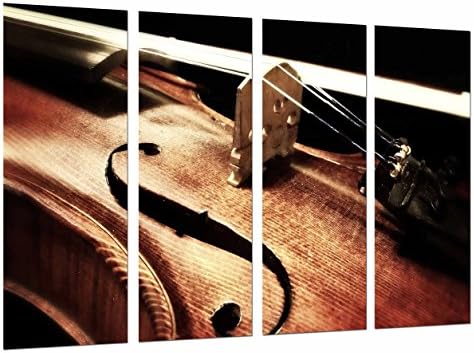 MULTI Wood Printings Art Print Box Framed Picture Wall Hanging - Strings of Violin Intrumento Music, (Total Size: 51,6" x 24,4"), - Framed And Ready To Hang - ref. 26767