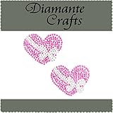 2 Hot Pink Heart with Clear Bow Diamante Vajazzle Rhinestone Body Gems - created exclusively for Diamante Crafts by Diamante Crafts