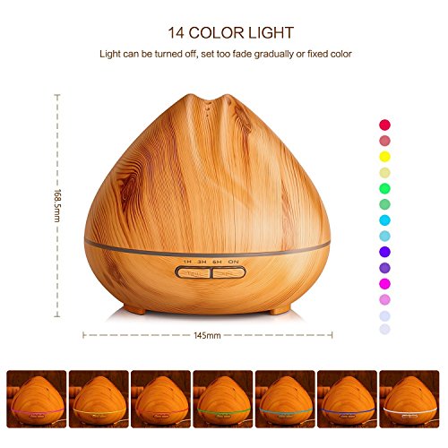 OMOTON Aroma Diffuser 400ml,Oil Düfte Luftbefeuchter mit 7 Farbwechsel LED Licht und Automatische Abschaltung für Zuhause , Büro,Lernen,Yoga SPA - 3