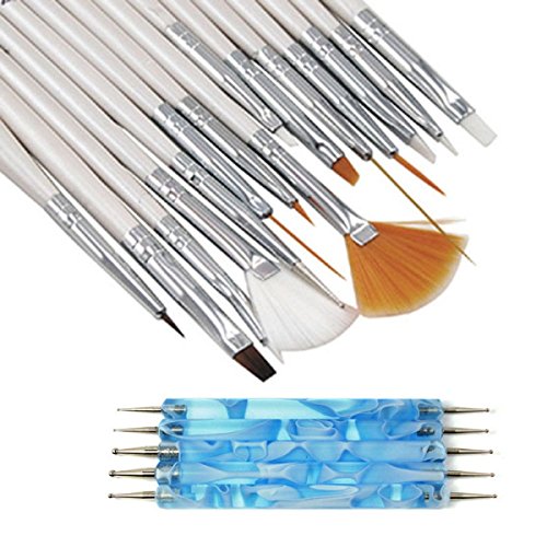 Tongshi 20PCS Nail Art Diseño Pintura que puntea la herramienta Pluma Pincel de dibujo polaco
