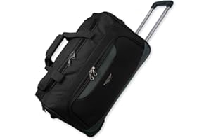 ROCKLANDS LONDON Lightweight Luggage Wheeled Trolley Holdall Suitcase Duffle Bag Rolling Hold Travel Bag AR306 (Small - 20" (H52xW32xD30 cm), Black)