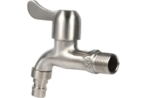 VIAGASAFAMIDO Grifo de Lavadora G1/2" Y Grifo de Pared Exterior de Acero Inoxidable 304, Adaptador de Agua Fría Para Lavadora, Jardín, Baño, Mop Y Piscina (Sharp Mouth)