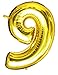 Produktbild Langxun 40 "Nummer 9 Air-gefüllt & Helium Gold Mylar Ballons für Geburtstags-Party-Zubehör