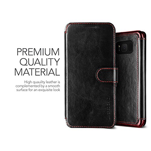 Galaxy S8 Hülle, VRS Design® Leder Schutzhülle [Schwarz] Schlanke Prämie PU Leder Tasche Stoßsichere Lederhülle Brieftasche Case mit 3 Kartenfach [Layered Dandy] für Samsung - 2