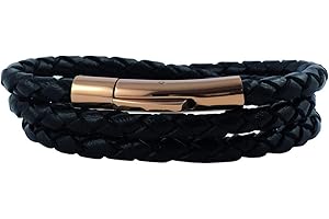 König Design Leather Necklace Leather Bracelet 4 mm - 6 mm Men's Necklace Brown/Black 17-100 cm Long with Lever Press Clasp Rose Gold Braided