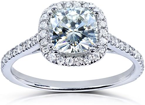 Forever One Cushion Cut Moissanite & Diamond Engagement Ring 1 1/3 CTW in Platinum_10.0