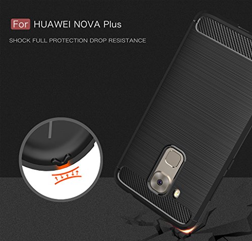 Funda Huawei Nova PLUS  XiDe Carcasa Ultra Delgado Ligero Silicona con Anti-Ara  azos Espalda Carcasa Fibra de Carbono Funda para Huawei Nova PLUS - Negro