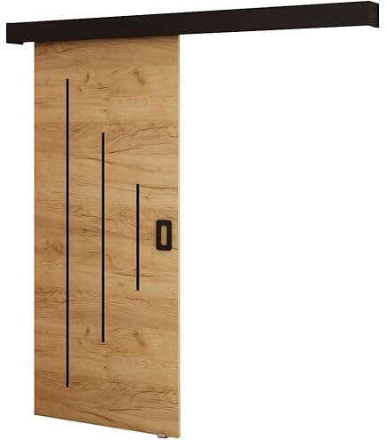 KIER FURNITURE Werdi Plus Schiebetür - Moderne Wandschiebetür Graphit 106x205cm