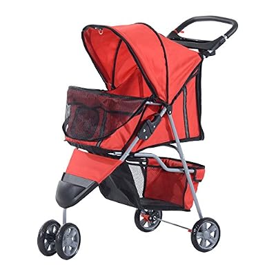 Pawhut Poussette buggy pour chien chat animaux roue avant pivotante 360 degrés