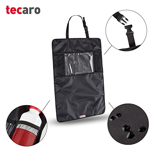 TECAROO 2er-Set Rücksitz Organizer / Rücksitztasche in schwarz mit 2 Jahren Zufriedenheitsgarantie – Auto Rücksitzschoner / Rücksitz-Organizer / Rückenlehnenschutz / Autositzschoner / Auto-Organizer / Auto Organizer / Sitztasche / Sitzlehnentasche / Auto-Sitztasche - 2