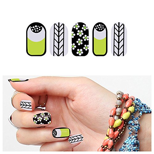 Tattify Green Flowers Nail Wraps - We Can Pickle That! (Set of 22)