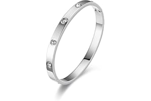 RIXERKOC Bracelet en Zircone Cubique plaqué Or 18k Or Rose Argent Titane Acier Bijoux avec Cristal Cadeaux pour Fête des Mères Saint Valentin Mariage Couples