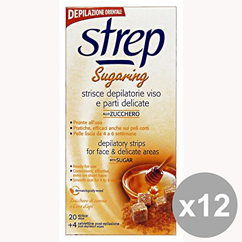 Set 12 STREP Strisce Con Zucchero Viso-Pelli Delicate Depilatoria X20 Pezzi Cura del corpo