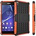 Produktbild Nnopbeclik Sony Xperia Z3 Hülle, Dual Layer Rugged Armor stoßfest Handy Schutzhülle Silikon Tasche für Sony Xperia Z3 - Orange + 1x Display Schutzfolie Folie