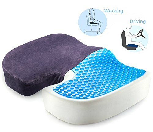 EPMIC Memory-Schaum Orthopädisches Sitzkissen, U-förmiges Design mit Innovativer Gel-Beschichtung und Anti-Rutsch Bezug, tragbarer Ergonomischer Stuhlsitz für Haus- und Büro, Couch, Autositz, Rollstuhl, Stadion Sowie Reisen - 3