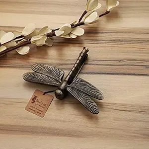 Two Moustaches Dragon Fly Design Metal Door Knocker - (Antique Brown, Standard)
