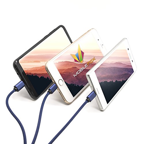 Mobilefox 3Â in1Â multi cavo di ricarica 3Â porte 8Â pin Lightning + micro USB + cavo tipo C maschio per LG V10Â V20Â V30Â blu