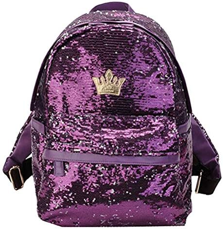 Puyang Girl Crown Sequin Magic Mermaid Pu Backpack A2