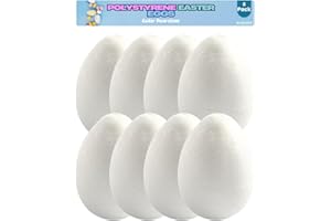 Electoys Easter Eggs for Crafts polystyrene balls | Styrofoam Easter Decorations for Basket & Egg Topper | White Fake Eggs for DIY Craft | Ornaments Bonnet Decorations | Paint Your Own Set | Pack of 8