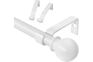 ATUHOLA barra cortinas blanca 80-126 cm, Juego de barras de cortina ajustables con soportes, Barra decorativa para cortinas de 16 mm de diámetro para salon sala de estar y dormitorio