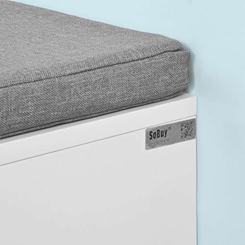 SoBuy® FSR37-W Sitzbank mit Sitzkissen Bettbank Schuhschrank Garderobenbank weiß BHT ca: 80x46x35cm - 8