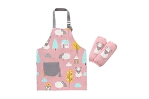 Daysskk Tablier Peinture Enfant 2-11 ans Tablier Enfant sans Manche avec Manchettes Blouse de Peinture Enfant Imperméable Imprimé Animal