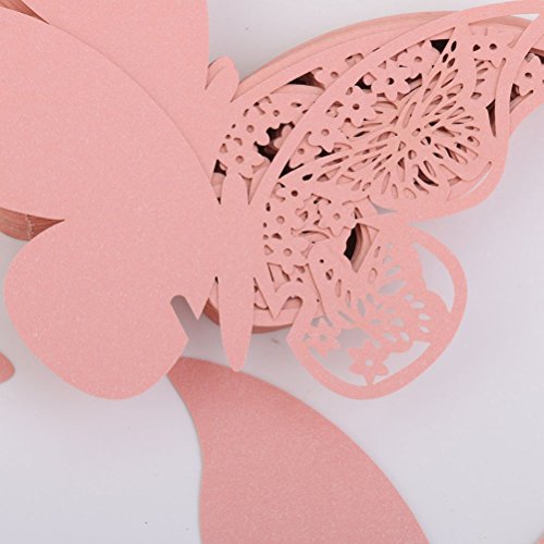 WINOMO Hochzeit Tisch Papier Karte Escort Name Karte Weinglas Tischkarte für Hochzeits- und Party 50PCS (rosa) - 7