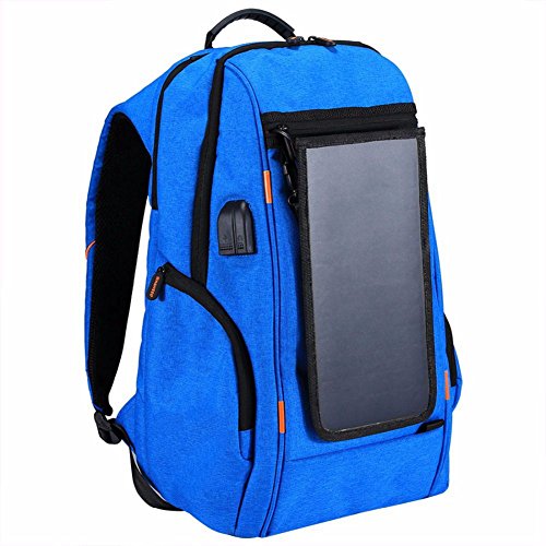 Preisvergleich Produktbild REFURBISHHOUSE Outdoor Multifunktions Solarpanel Kraft atmungsaktive Casual Rucksack Laptoptasche mit Griff, Externer USB-Ladeanschluss blau