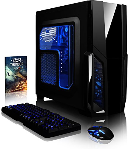 VIBOX Pyro SA4-1 Gaming PC - 3,9GHz AMD A4 Dual-Core APU, Desktop Gamer Computer mit Spielgutschein, Blau Innenbeleuchtung, lebenslange Garantie* (3,7GHz (3,9GHz Turbo) superschneller AMD A4-6300 Dual-Core-APU / CPU-Prozessor, 4GB DDR3 1600MHz RAM, 1TB (1000GB) SATA III HDD 7200rpm Festplatte, 400W 85+ Netzteil, CIT Storm Blau Gaming Geh§use, FM2+ Mainboard, Ohne Windows Betriebssystem)