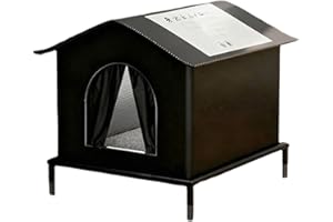 Ronyme Abri pour Chat Errant, Maison pour Chat Extérieur Imperméable, Niche Extérieure avec Coussin, Protection Contre Pluie et Vent, pour Petits Animaux, Usage Saisonnier Multiple (Noir,L)