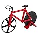 Produktbild Fahrrad Pizzaschneider Rad- und Schneiden Rad Dual Edelstahl Best für Urlaub Urlaub Einzugs Cool Küche Gadget Geschenk mit Ständer rot