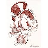 Original Rötelzeichnung auf Zeichenkarton: Dagobert Duck Scrooge / 24x32 cm