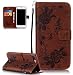 Produktbild Roreikes Apple iphone 7 Plus Hülle, iphone 7 Plus Case (5.5 Zoll), Muster PU Leder Handyhülle Flip Wallet Cover Blume Schmetterling Pattern Hülle Bookstyle Tasche mit Strap Portable Carrying Schutz Cases Etui Lederhülle Handytasche mit Magnetic Closure Stand ID Card Slots Pouch Soft Silikon für Apple iphone 7 Plus (5.5 Zoll) (Braun)