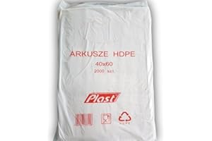 GUOML HDPE Bags 2000 szt. arkuszy HD, 40 x 60 cm, certyfikat kontaktu z żywnością, odporne na tłuszcz, wodoodporne, idealne do sera, mięsa, ryb, grubości 6 mk