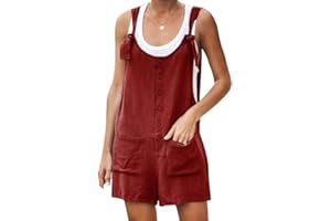 Chickwin Elegante Verano Monos de Mujer Cortos Casual Color Sólido Jumpsuits, Talla Grande Moda Baggy Playa Petos de Pantalón Corto con Bolsillos Fiesta Overoles