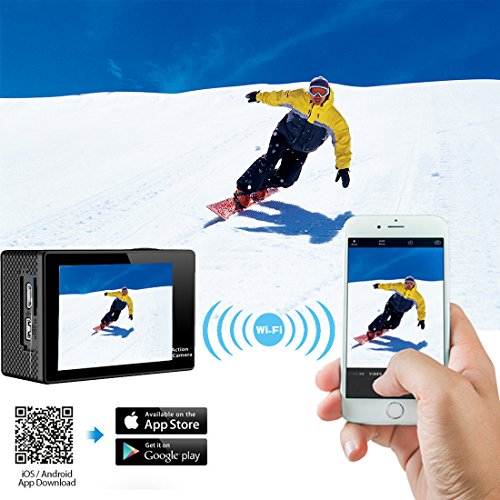 Mbylxk Action Kamera 4K, 2.0 Zoll Eingebautes WiFi Action Kamera wasserdicht 30M, 2.4G Remote Auto-Recorder und kostenlose Accessoires (schwarz) - 3