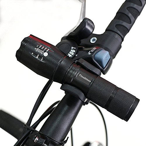 Taktische LED Taschenlampe, Tinabless 1000 Lumens Zoombare einstellbare Focus Taschenlampe – fünf Modi, Hilight LED CREE XML T6 Taschenlampe – Schwarz Doppel - 6