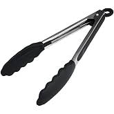 Silikon U&ccedil;lu Metal Maşa, 23 cm, Siyah, BPA Free, Yanmaz Yapışmaz Kaplama, Ergonomik Tasarım, Mutfak ve Mangal İ&ccedil;in