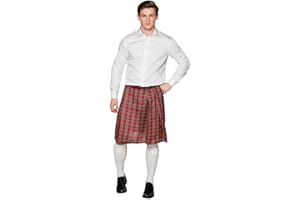 Boland - Mr Tartan jupe écossaise, kilt longueur genoux, taille unique, jupe portefeuille, carnaval, soirée à thème, soirée à thème