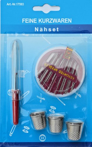 Nahttrenner (mit Schutzkappe) und 3 Fingerhüte (Fingerhut) in verschiedenen Größen / Praktische Helfer beim Nähen