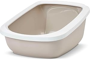PETGARD ASEO Jumbo - Caja de arena para gatos (67,5 x 48,5 x 28 cm), color blanco y beige