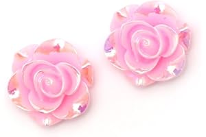 IDIN JEWELLERY Idin Clip-on Earrings - Pink glossy AB colour plated rose flower clip-on earrings (approx. 19 x 19 mm)