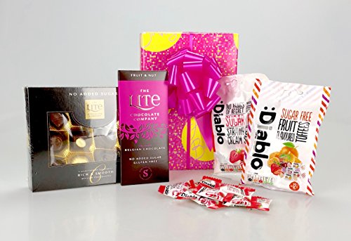 Ladies Birthday Themed Luxury Diabetic Hamper Gift Box - A Selection of The Finest No Added Sugar Products Suitable for Diabetics Including Belgian Chocolates and Sweets
