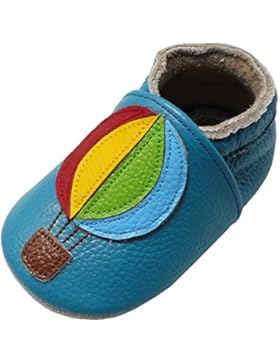 Yalion Baby Weiche Leder Lauflernschuhe Krabbelschuhe Hausschuhe Lederpuschen Heißluftballon in 3 Farben