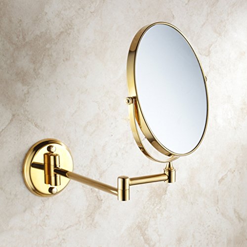 Volles Kupfer-Gold Wand-doppelseitiges Badezimmer Teleskopisches Falten 8-Zoll-Vergrößerungs-Schönheits-Spiegel - 2