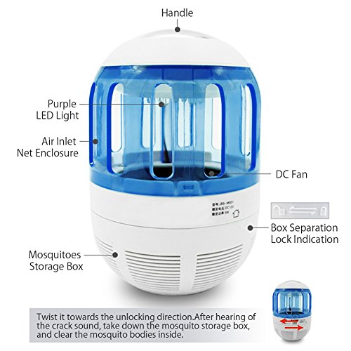 Insektenvernichter Elektrisch Ultravioletter LED Insektenlampe Indoor Mückenfalle Mücken Beseitiger Insektenfalle UV Mückenlampe mit Ventilator, Frei von Chemikalien für zu Hause von Fochea - 5