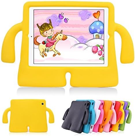 iPad Air 2 Kids Case iPad Air Kids Case Lioeo Cute 3D Cartoon Light Weight Shock Proof Durable Protection Cases EVA Foam Protective Children Cases and Covers for Apple iPad 5 6 Generation (Yellow)