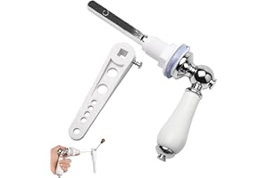 HLBKPX Ceramic Flush Handle - Rust-Resistant Chrome Plated for UK Bathrooms, Universal Fit Cistern Lever with Anti-Slip Grip, Traditional Design WC Tank Handle Replacement